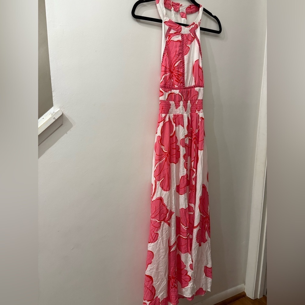 Maxi Halter Dress in Pink Floral